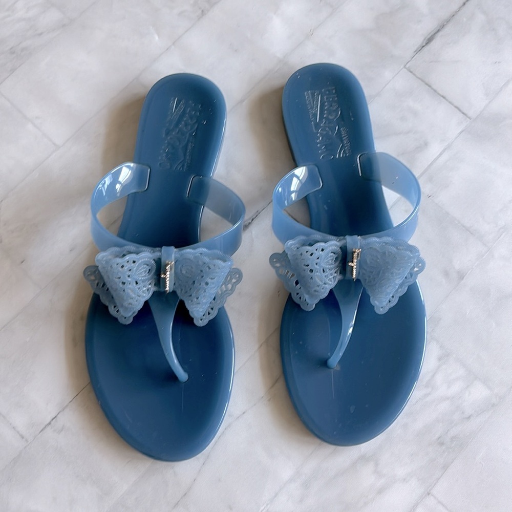 Salvatore Ferragamo Pandy Bow Jelly Thong Sandals